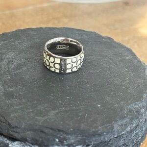 Vintage Coach Silver and White Ring